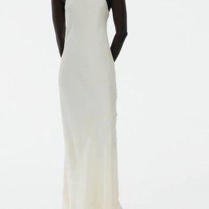 Tibi 4-Ply Silk Bias Dress in Ivory